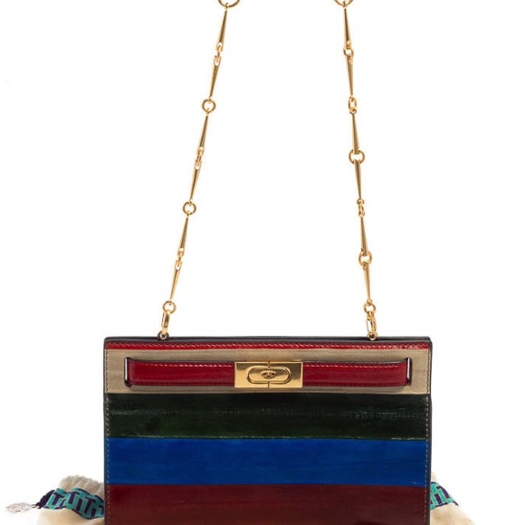 Tory Burch Colorblock Patchwork Eel Leather Lee Radziwill Shoulder Bag NWT - Picture 7 of 16